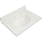 Modular Vanity Tops 31 In. W x 22 In. D Solid White Cultured Marble Flat Edge Single Sink Vanity Top with Oval Bowl Image 1