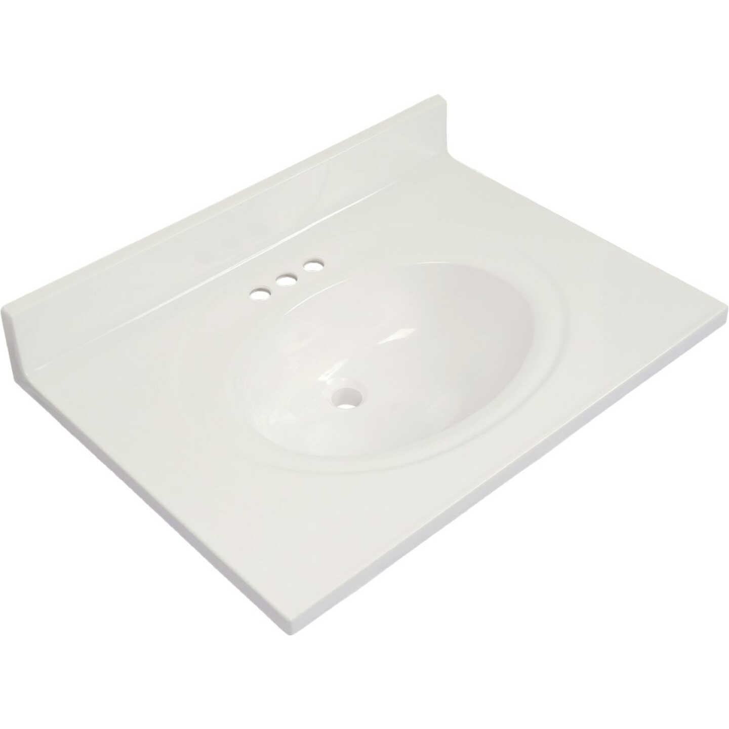 Modular Vanity Tops 31 In. W x 22 In. D Solid White Cultured Marble Flat Edge Single Sink Vanity Top with Oval Bowl Image 1