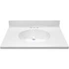 Modular Vanity Tops 31 In. W x 22 In. D Solid White Cultured Marble Flat Edge Single Sink Vanity Top with Oval Bowl Image 2