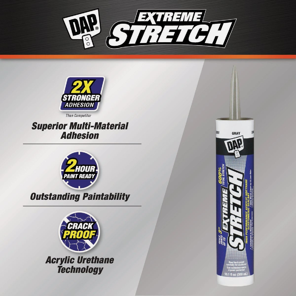 Dap Extreme Stretch 10.1 Oz. Gray Acrylic Urethane Premium Elastomeric Sealant Image 2