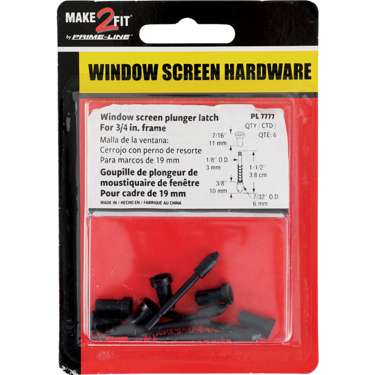 Prime-Line Black Nylon Window Screen Repair Plunger Latch (6-Pack) Image 2