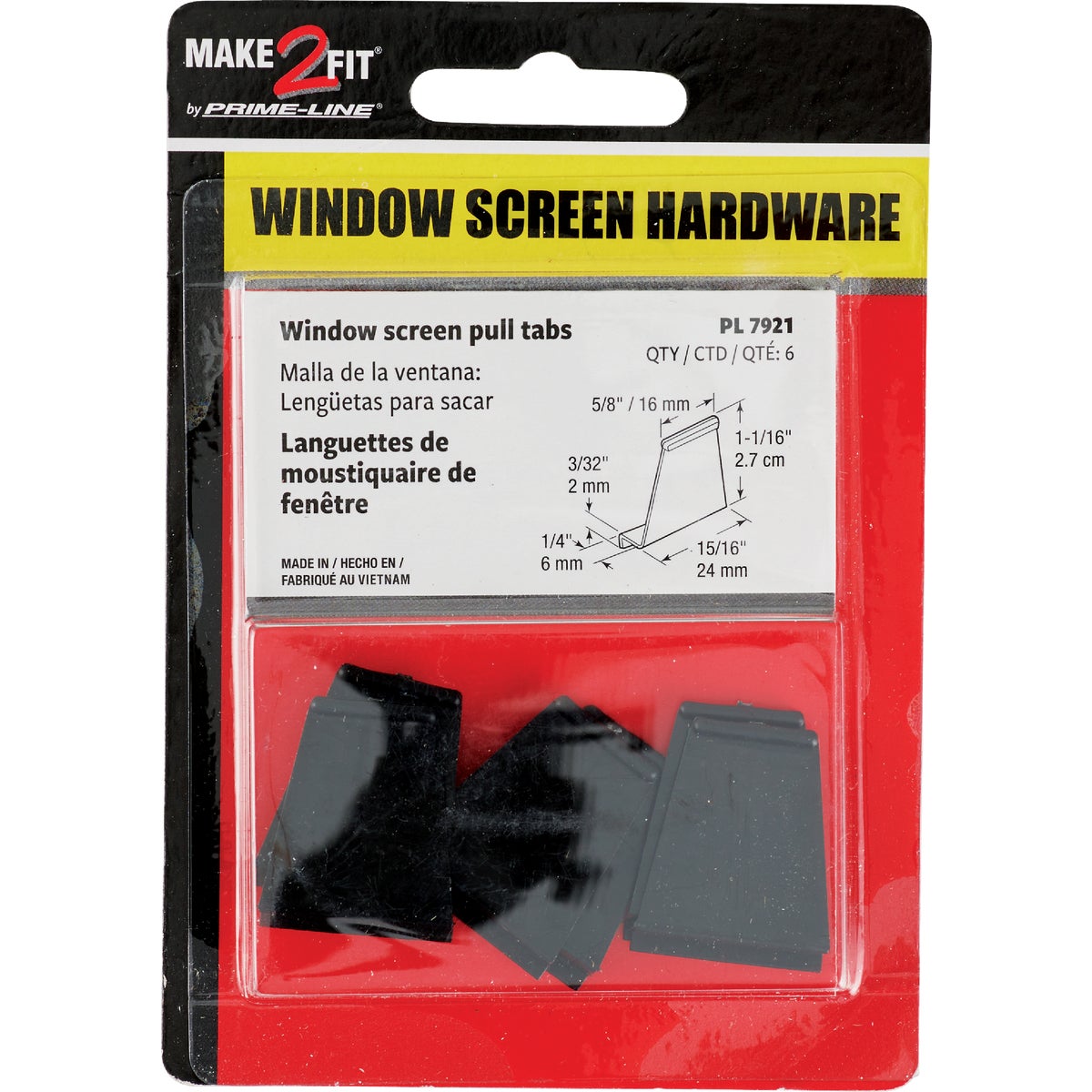 Prime-Line Black Spline Channel Pull Tab (6-Pack) Image 2