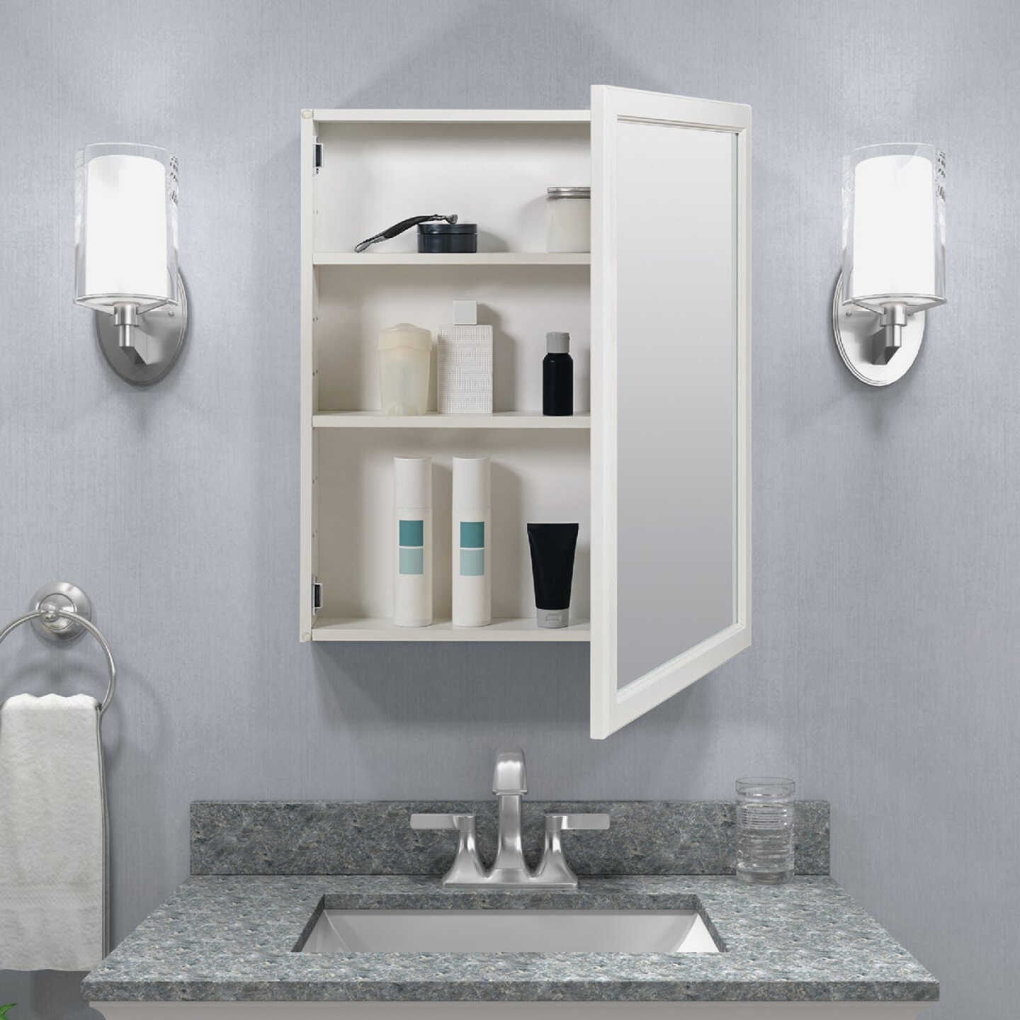 Zenith Zenna Home White 20 In. W. x 25 In. H. x 4.5 In. D. Single Mirror Surface Mount Framed Medicine Cabinet Image 2