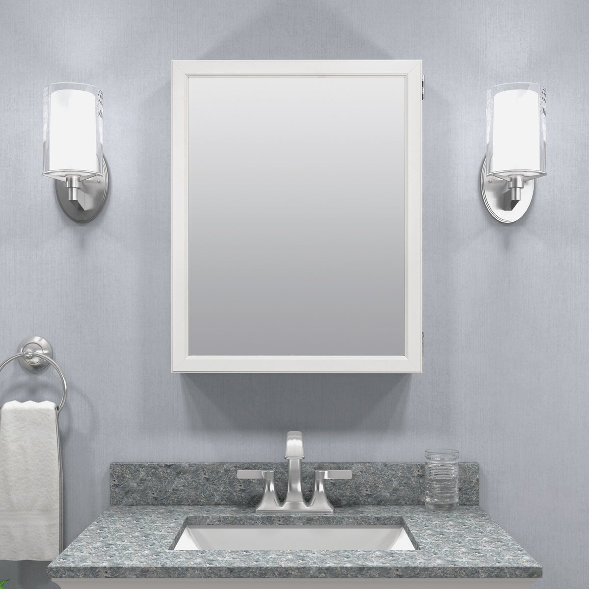 Zenith Zenna Home White 20 In. W. x 25 In. H. x 4.5 In. D. Single Mirror Surface Mount Framed Medicine Cabinet Image 1