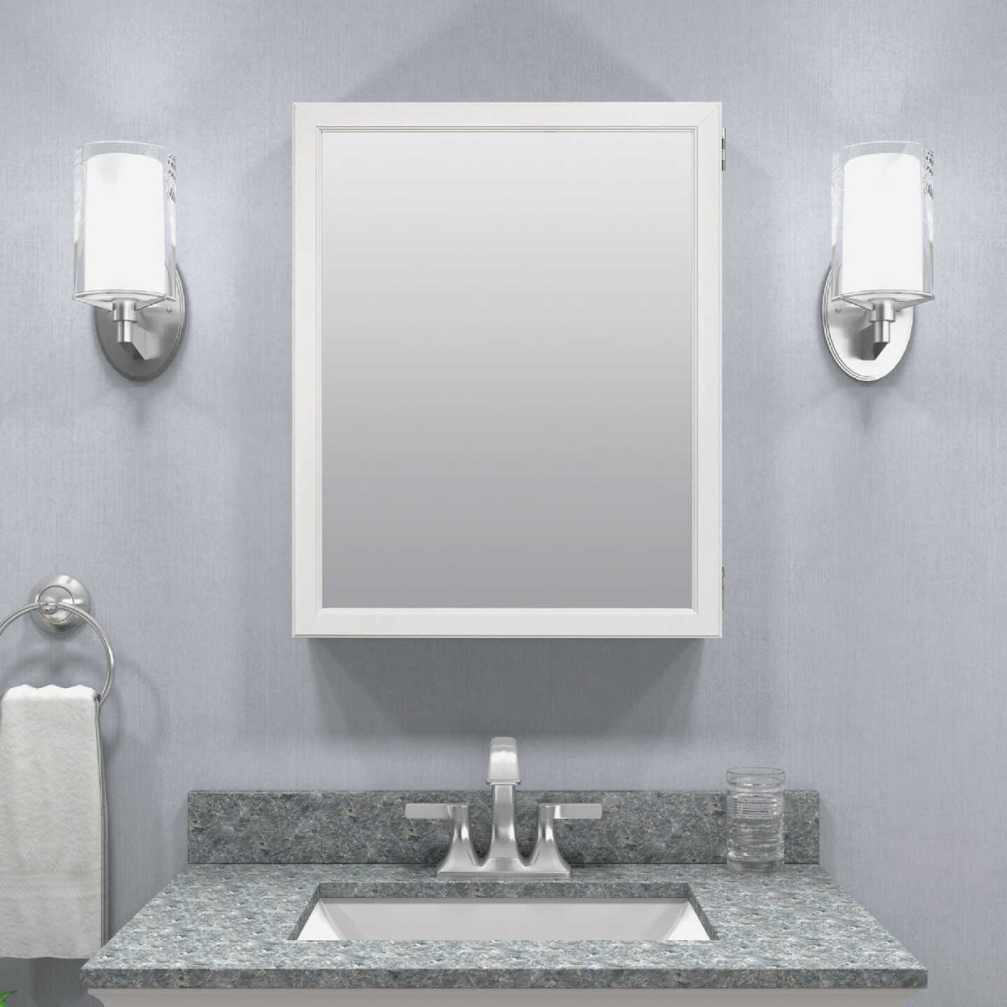 Zenith Zenna Home White 20 In. W. x 25 In. H. x 4.5 In. D. Single Mirror Surface Mount Framed Medicine Cabinet Image 1