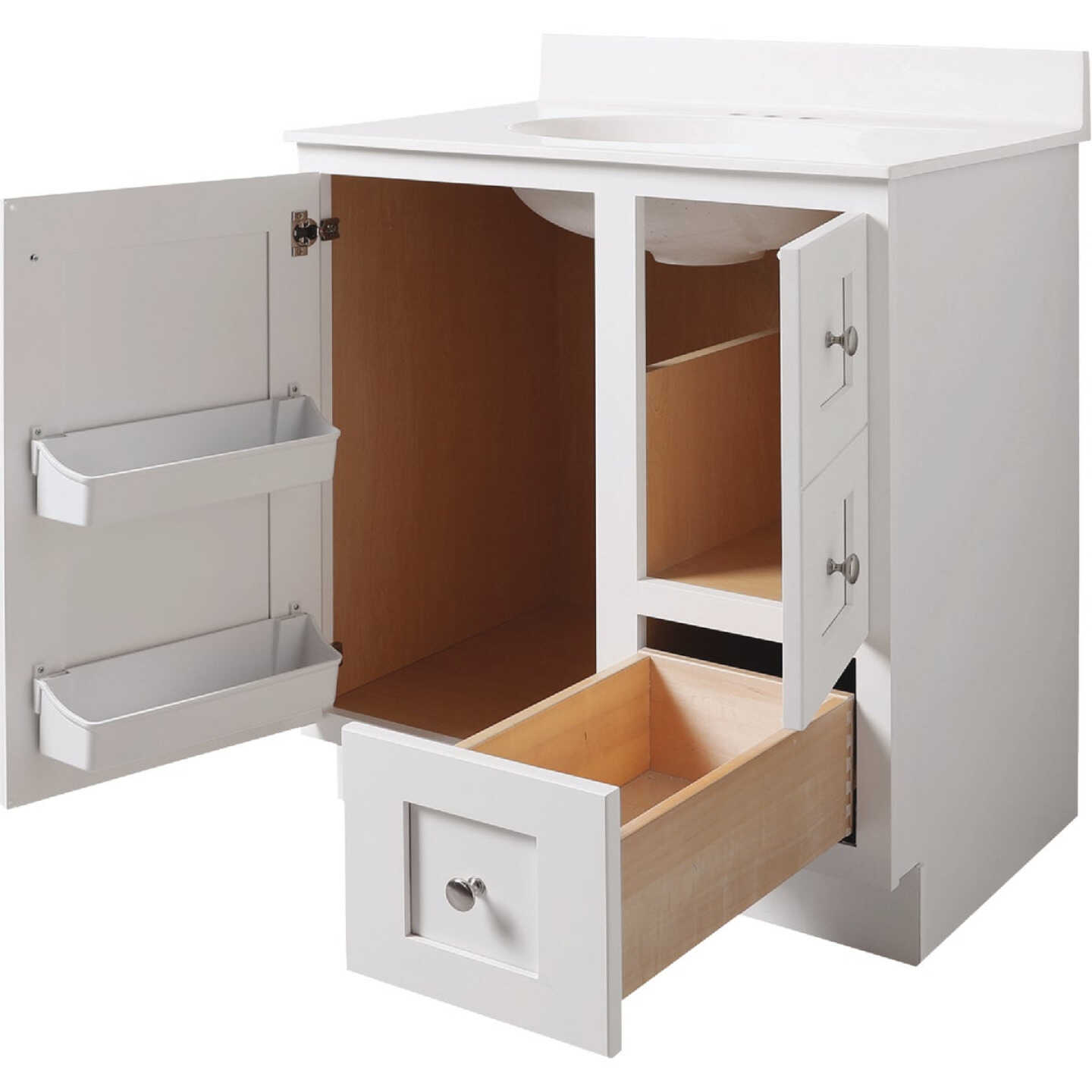Bertch Storage Solutions 30 In. W x 34-1/2 In. H x 21 In. Deep White Vanity Base without Top, 2 Door/1 Drawer Image 3
