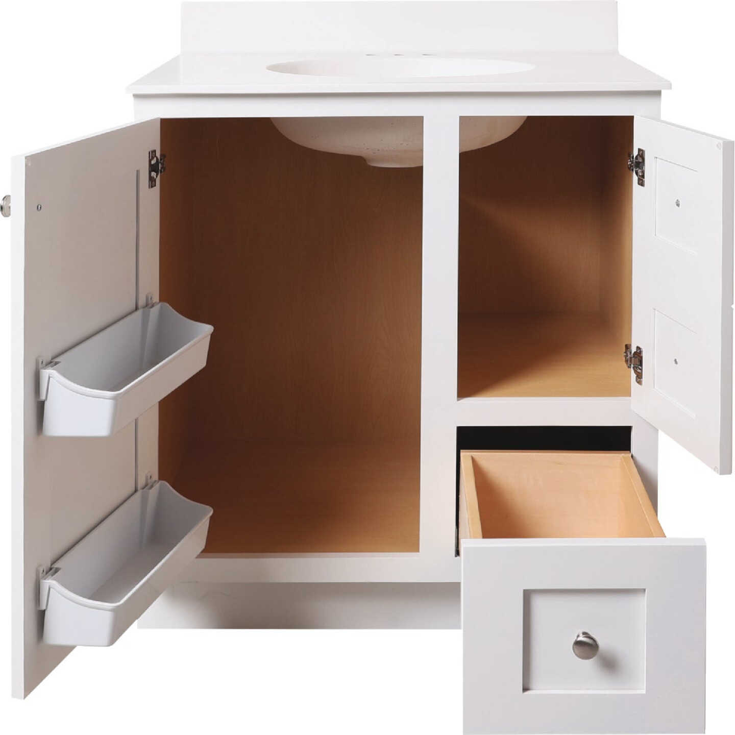 Bertch Storage Solutions 30 In. W x 34-1/2 In. H x 21 In. Deep White Vanity Base without Top, 2 Door/1 Drawer Image 2