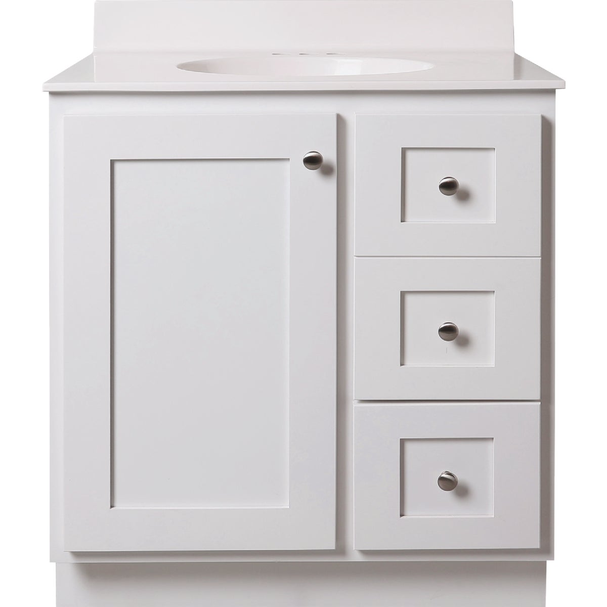 Bertch Storage Solutions 30 In. W x 34-1/2 In. H x 21 In. Deep White Vanity Base without Top, 2 Door/1 Drawer Image 1