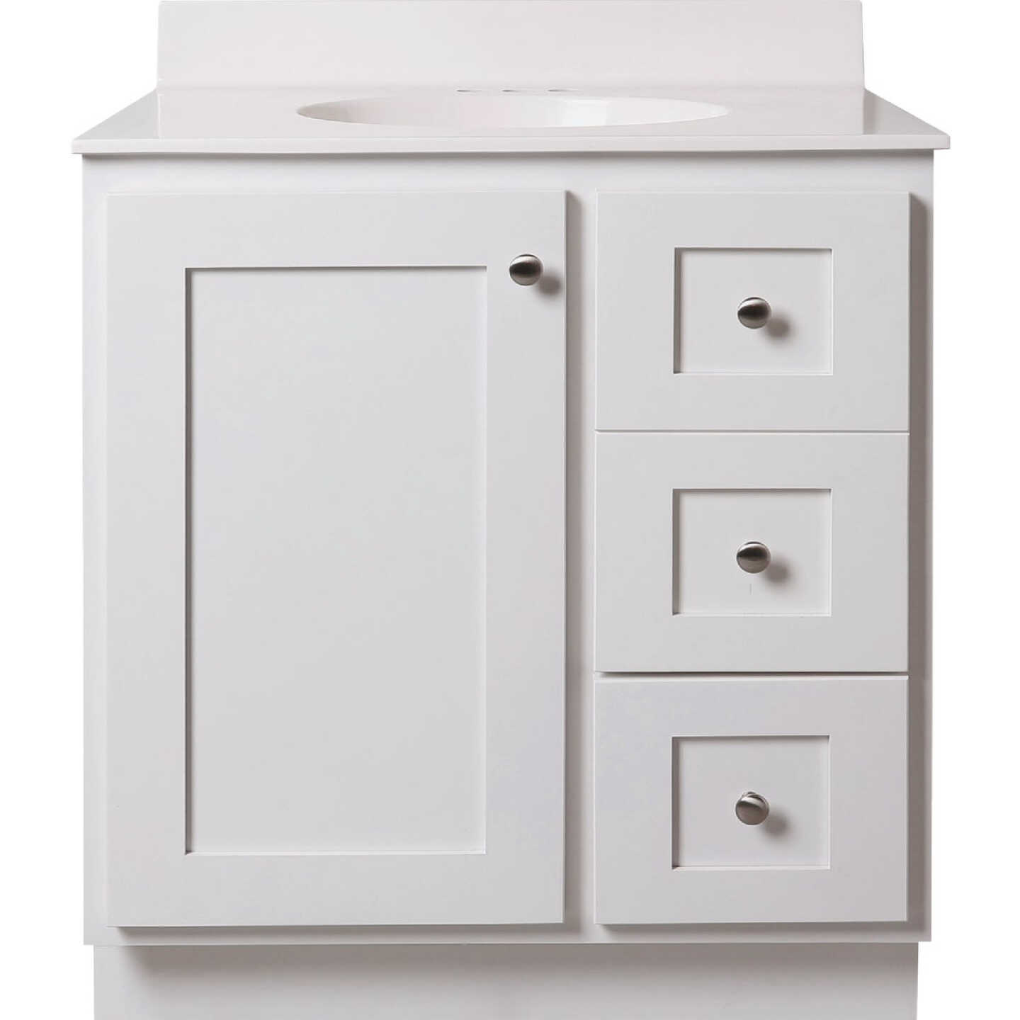 Bertch Storage Solutions 30 In. W x 34-1/2 In. H x 21 In. Deep White Vanity Base without Top, 2 Door/1 Drawer Image 1