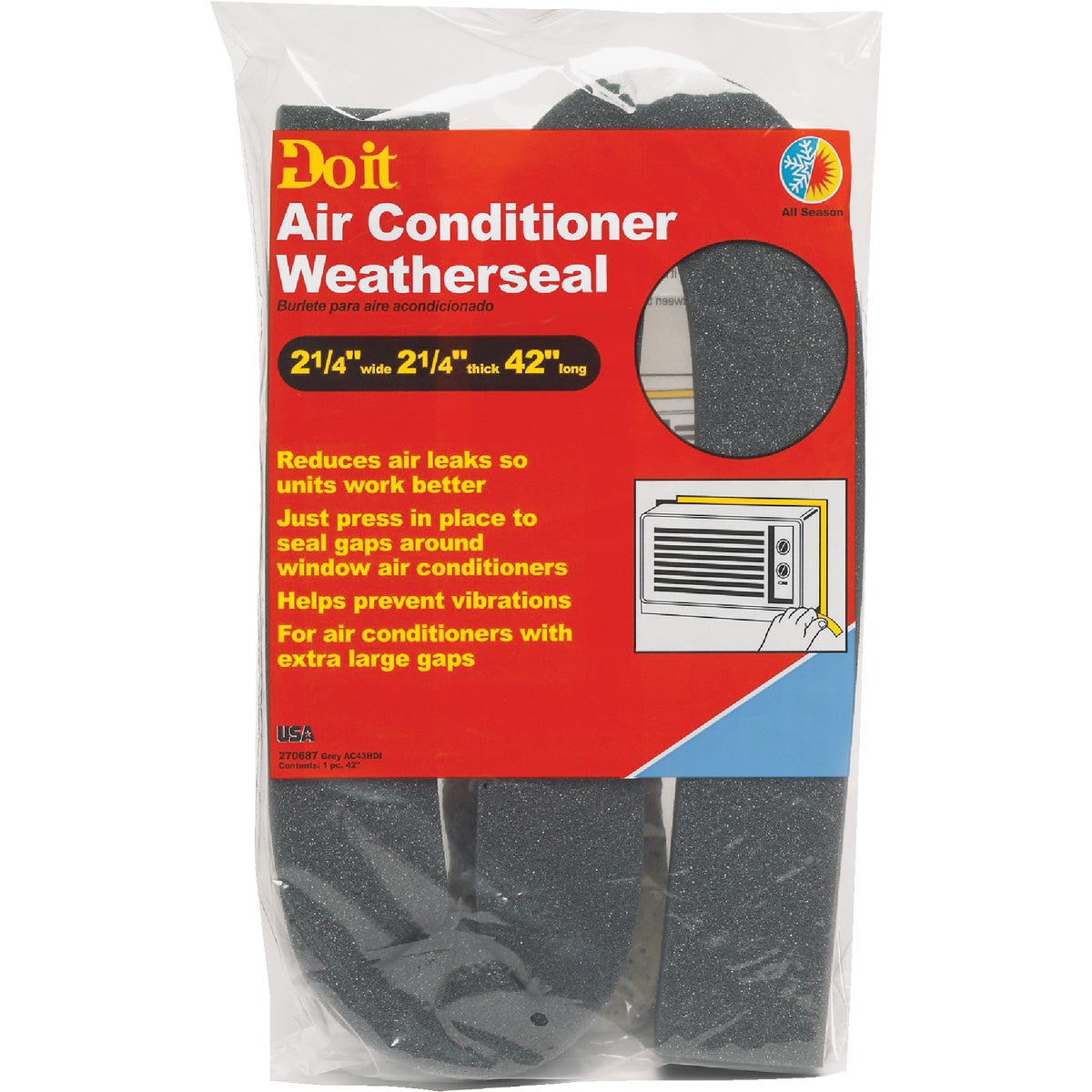 Do it 42 In. x 2-1/4 In. x 2-1/4 In. Air Conditioning Weatherstrip Image 2