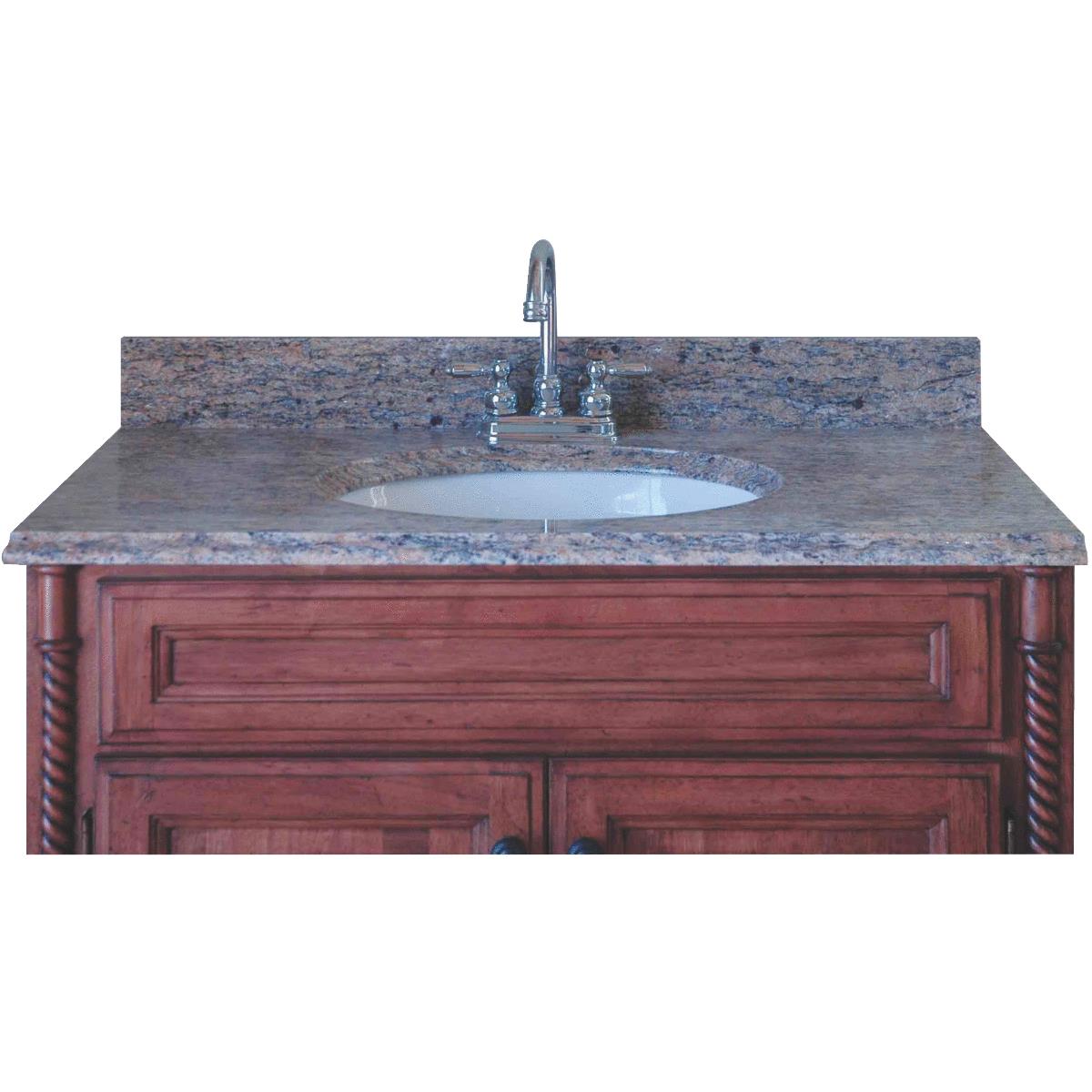 Team Efforts 37 In. X 21 In. Santa Cecilia Granite Vanity Top With White Porcelain Bowl