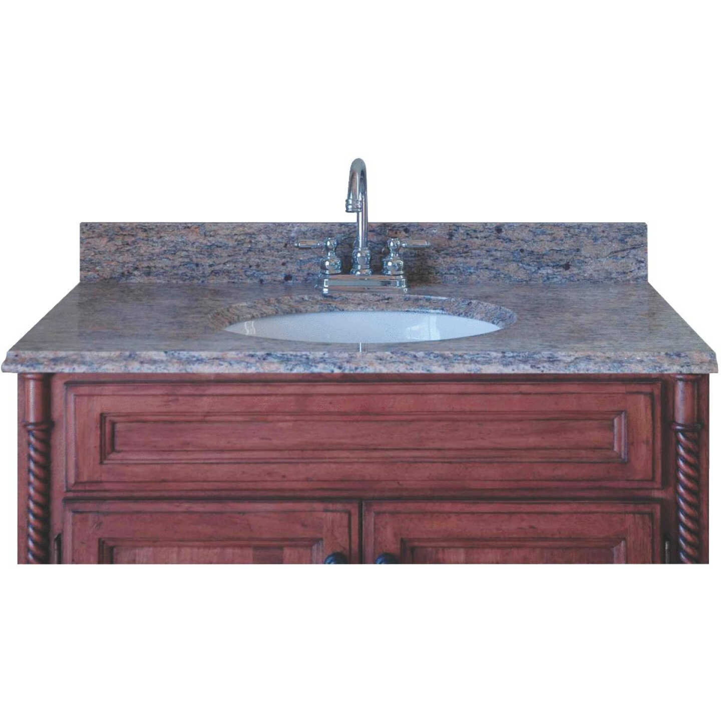 Team Efforts 37 In. X 21 In. Santa Cecilia Granite Vanity Top With White Porcelain Bowl Image 1