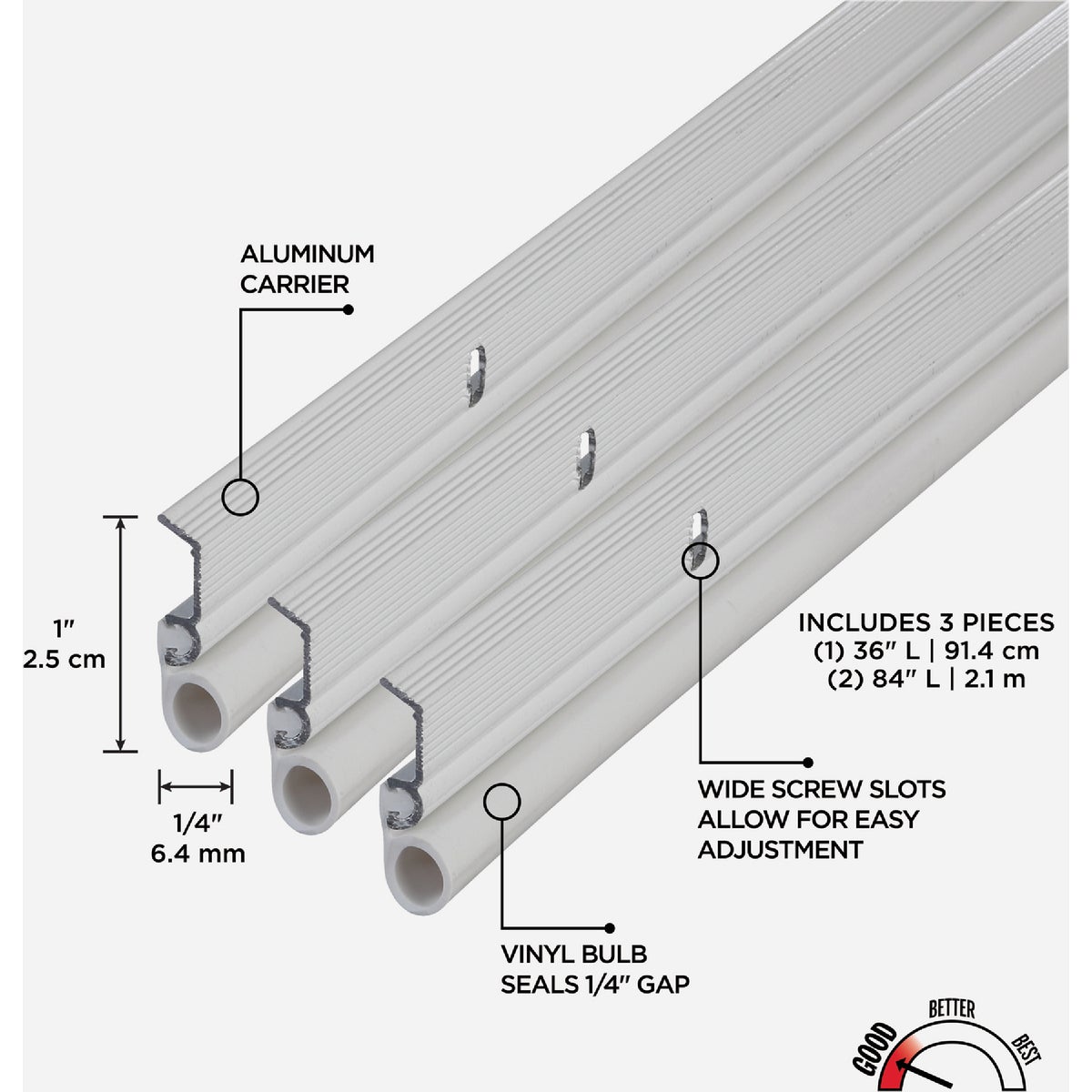 M-D Building Products White Aluminum and Vinyl Screw-on Top and Sides Door Seal Kit Image 2