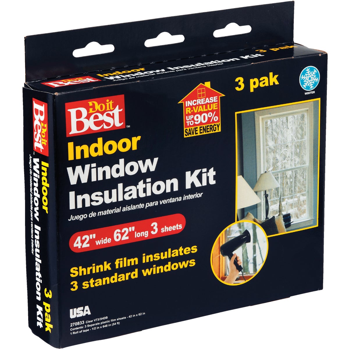 Do it Best 42 In. x 62 In. Indoor Shrink Film Window Kit (3-Pack)