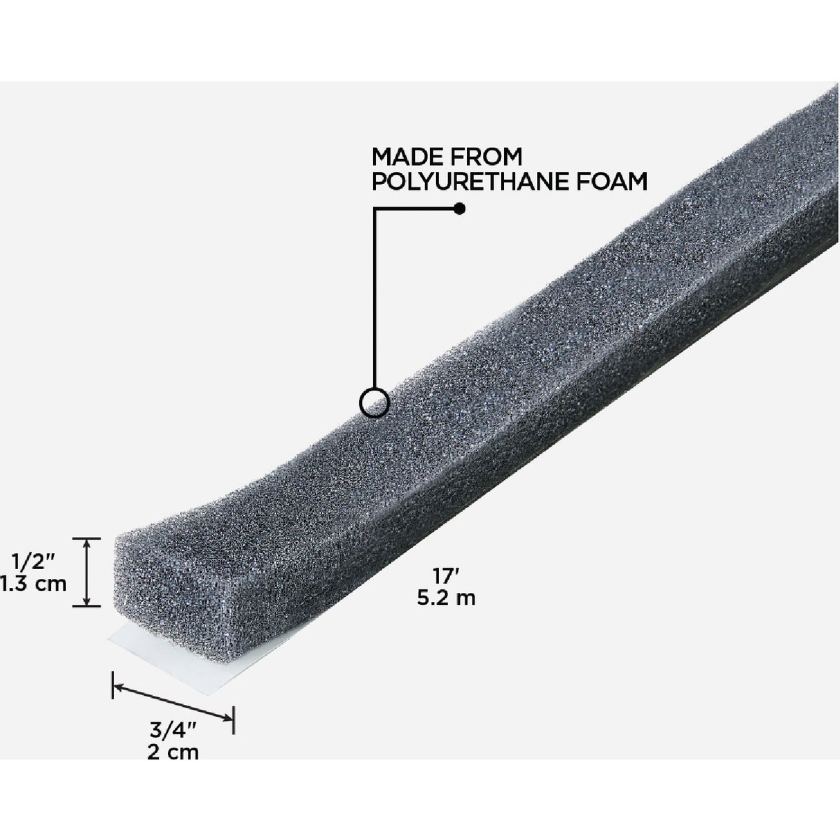 M-D Building Products 3/4" W x 1/2" H x 17' L Gray Economy Foam Window Seal for Ex-Large Gaps Image 2