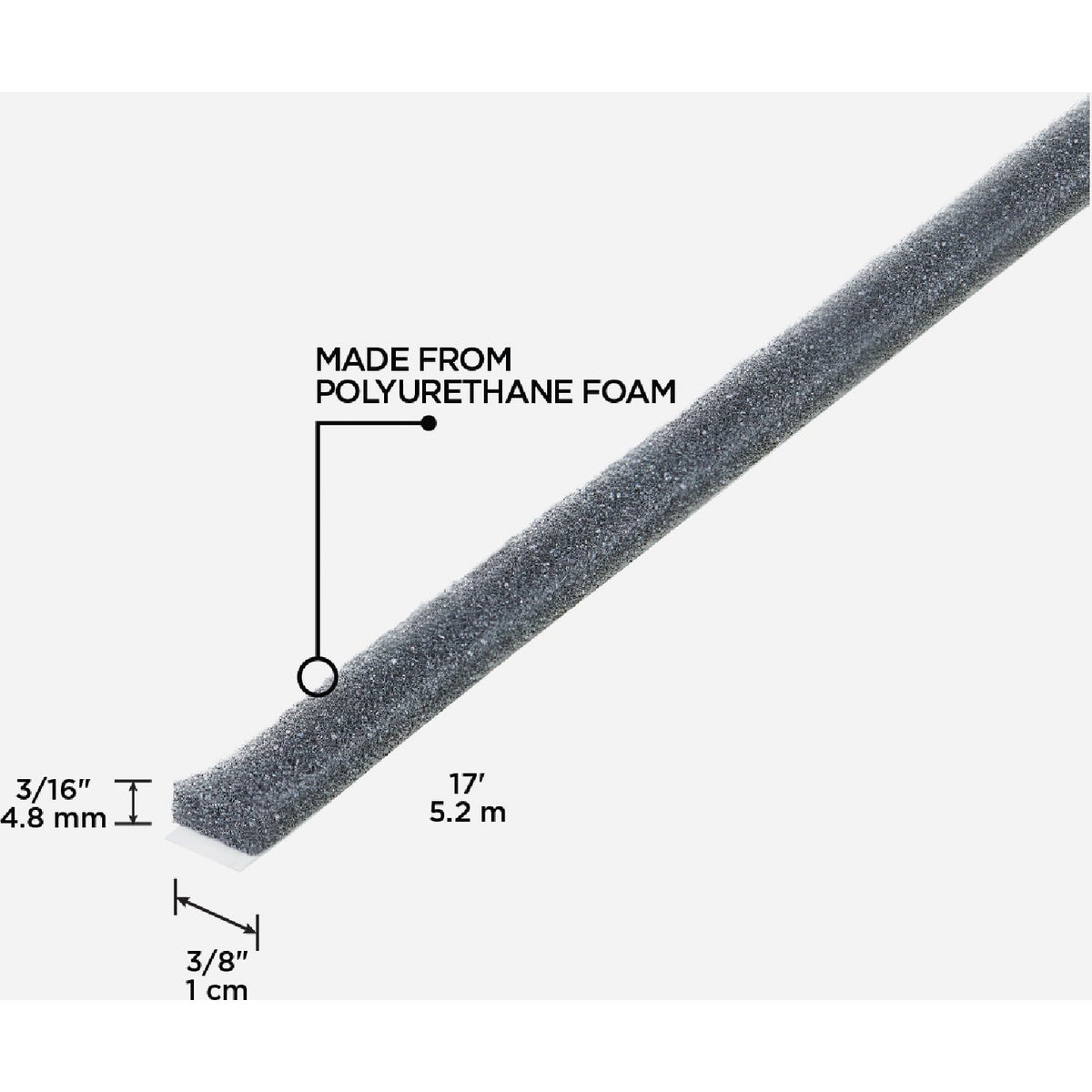 M-D Building Products 3/8" W x 3/16" T x 17' L Gray Economy Foam Window Seal for Small Gaps Image 2