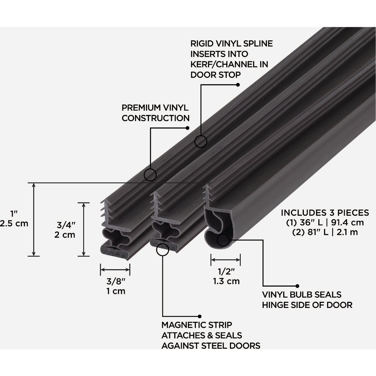M-D Building Products 81 In. Brown Vinyl with Magnetic Strip Top and Sides Door Seal Kit for Steel Doors Image 2