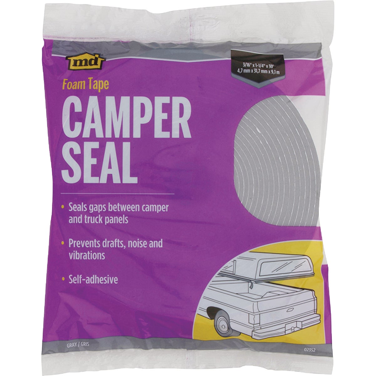 M-D Building Products 30 Ft. Gray Foam Tape Camper Seal for Camper Shells Image 6