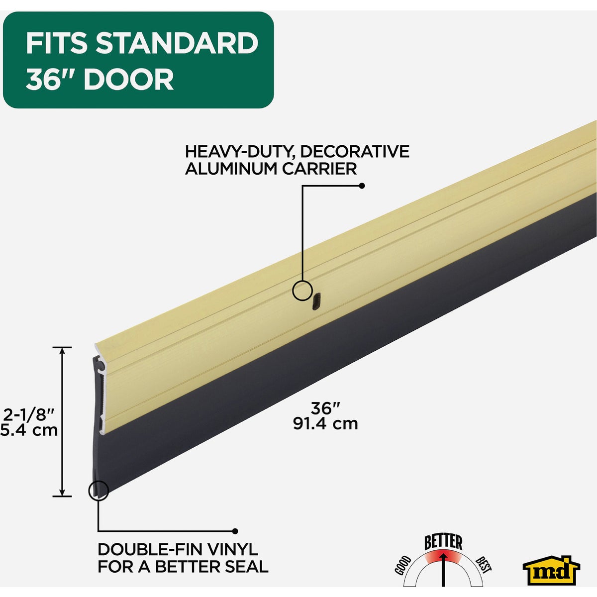 M-D Building Products 0.25 In. 36 In. Gold Door Sweep Image 2