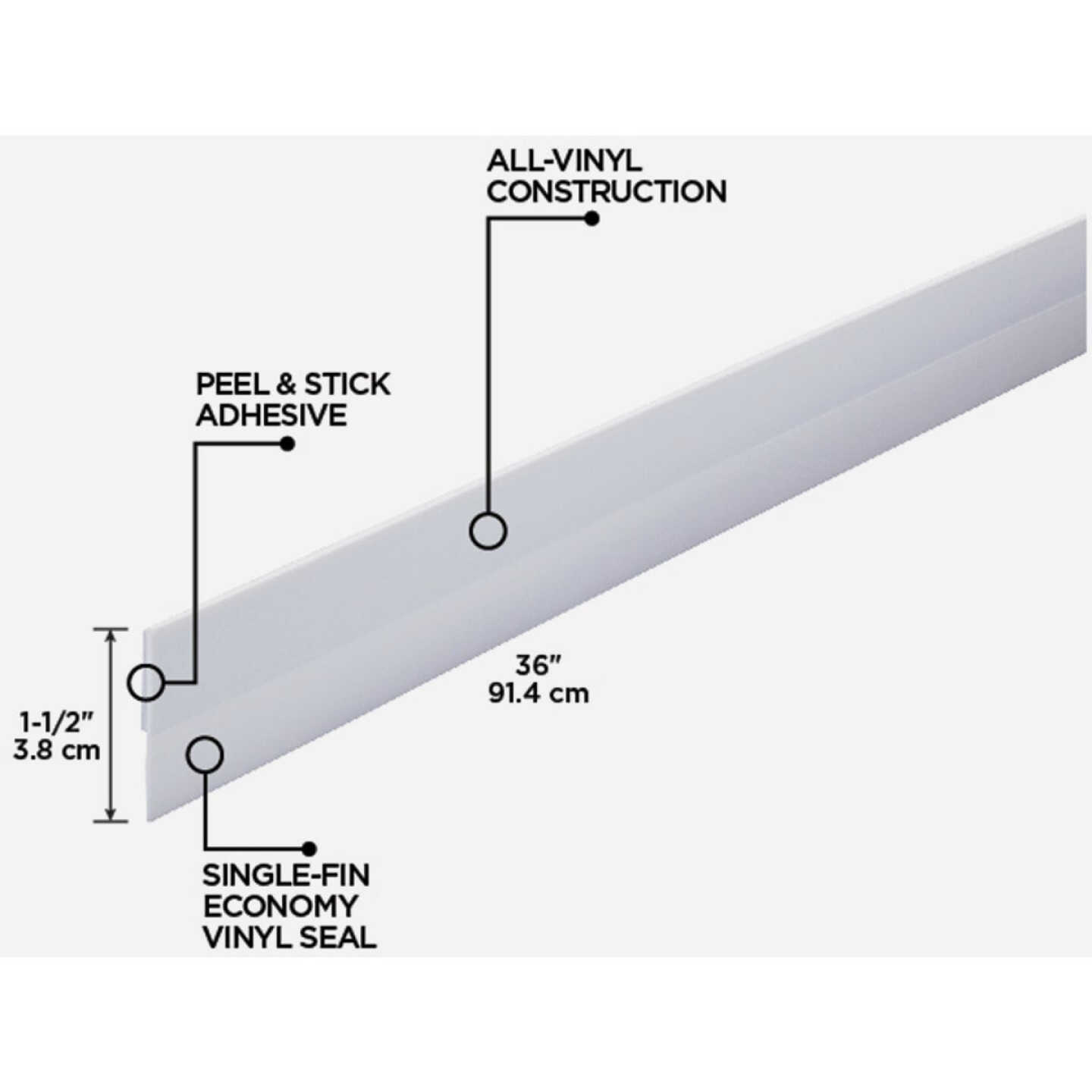 M-D Building Products 0.125 In. 36 In. White Door Sweep Image 2