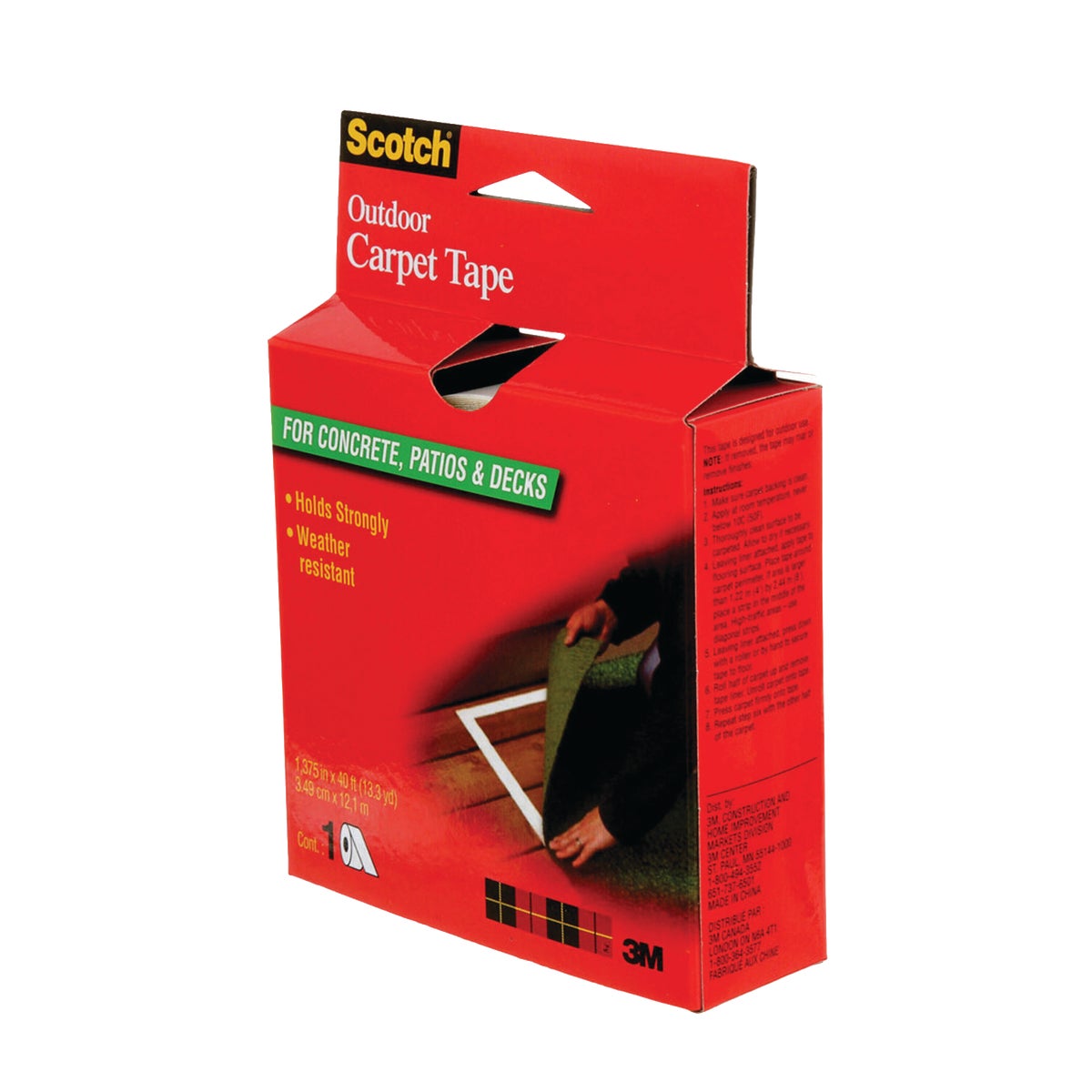 Scotch Outdoor 1.375 In. x 13.333 Yd. (34.9 mm x 12.1 m) Carpet Tape Image 2