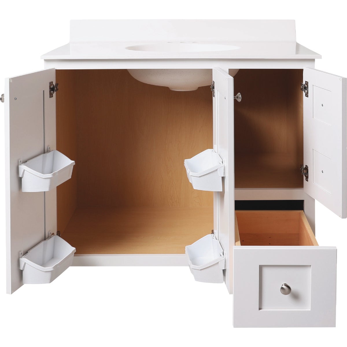 Bertch Storage Solutions 36 In. W x 34-1/2 In. H x 21 In. Deep White Vanity Base without Top, 3 Door/1 Drawer Image 2