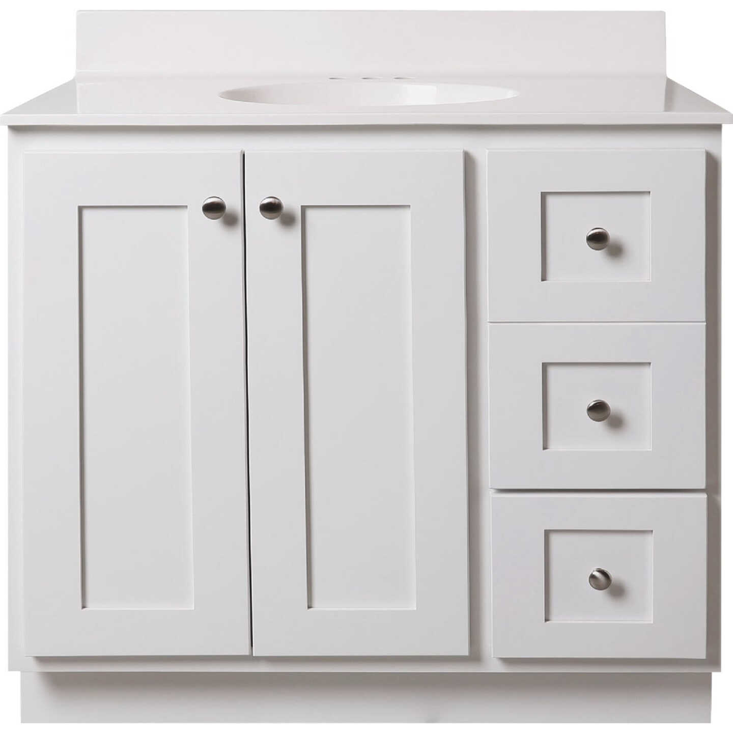 Bertch Storage Solutions 36 In. W x 34-1/2 In. H x 21 In. Deep White Vanity Base without Top, 3 Door/1 Drawer Image 1