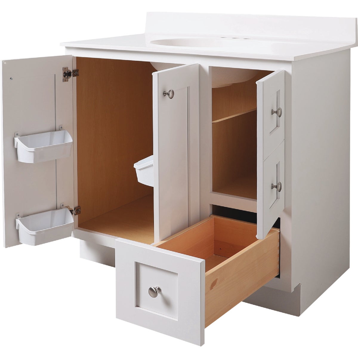 Bertch Storage Solutions 36 In. W x 34-1/2 In. H x 21 In. Deep White Vanity Base without Top, 3 Door/1 Drawer Image 3