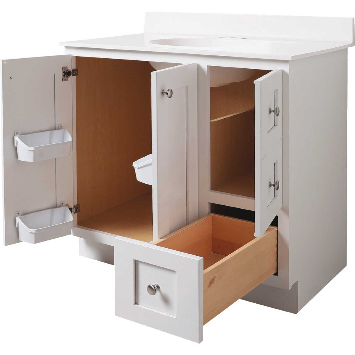 Bertch Storage Solutions 36 In. W x 34-1/2 In. H x 21 In. Deep White Vanity Base without Top, 3 Door/1 Drawer Image 3
