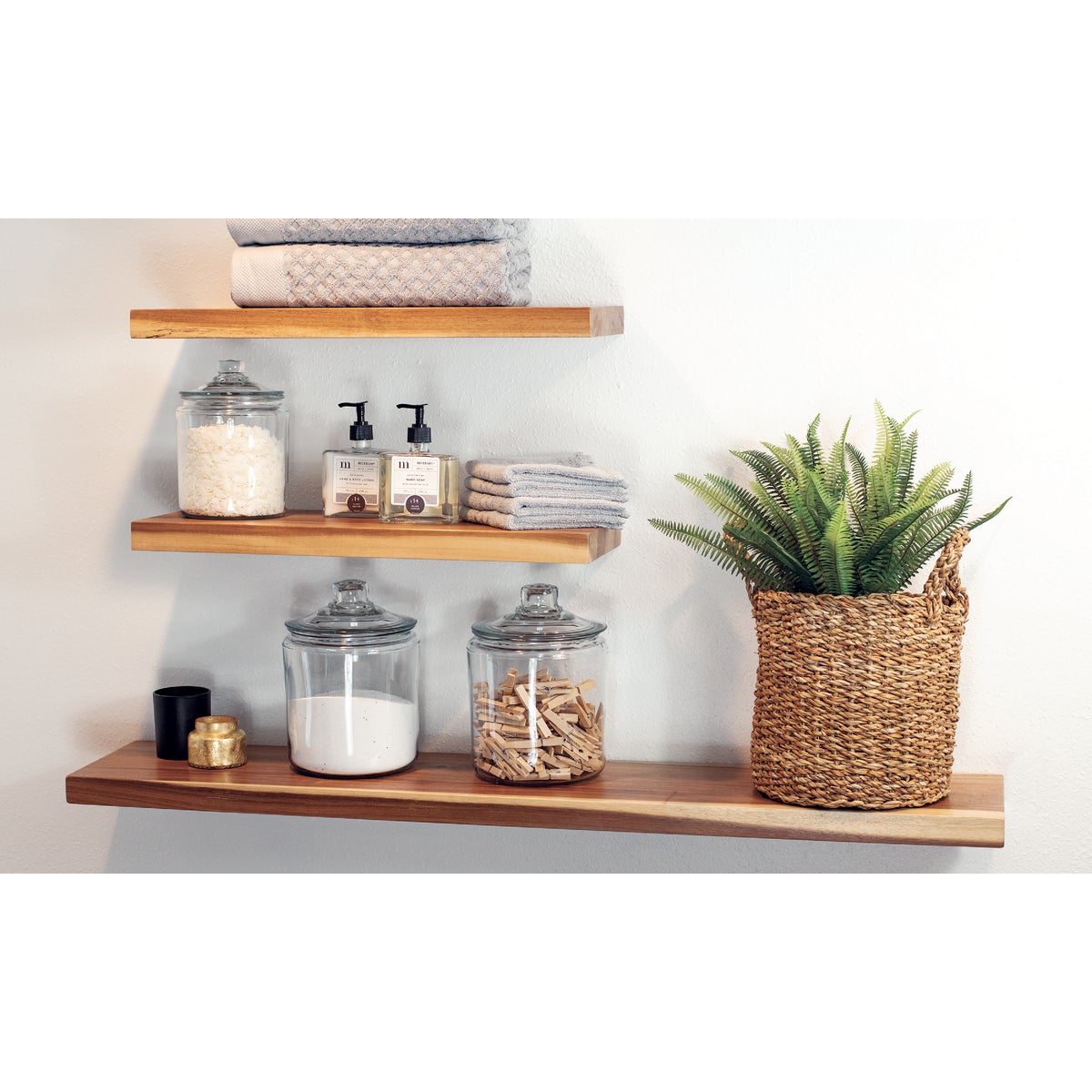 CenterPointe Acacia Wood Floating Shelves Set (3-Piece) Image 2