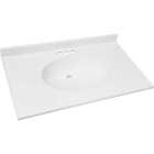 CraftMark 31 In. x 22 In. Cultured Marble Solid High Gloss White Vanity Top with Round Bowl Image 1