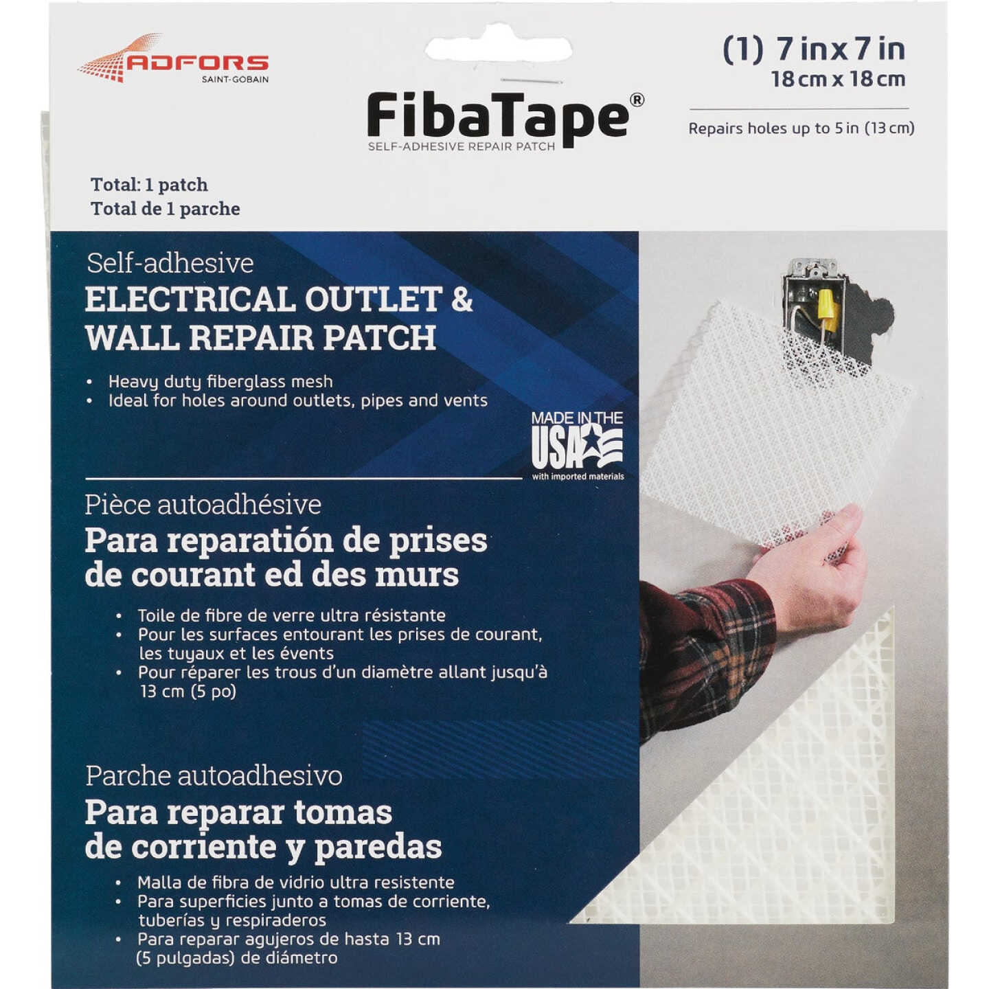 FibaTape 7 In. x 7 In. Electrical Outlet Self-Adhesive Drywall Patch Image 1