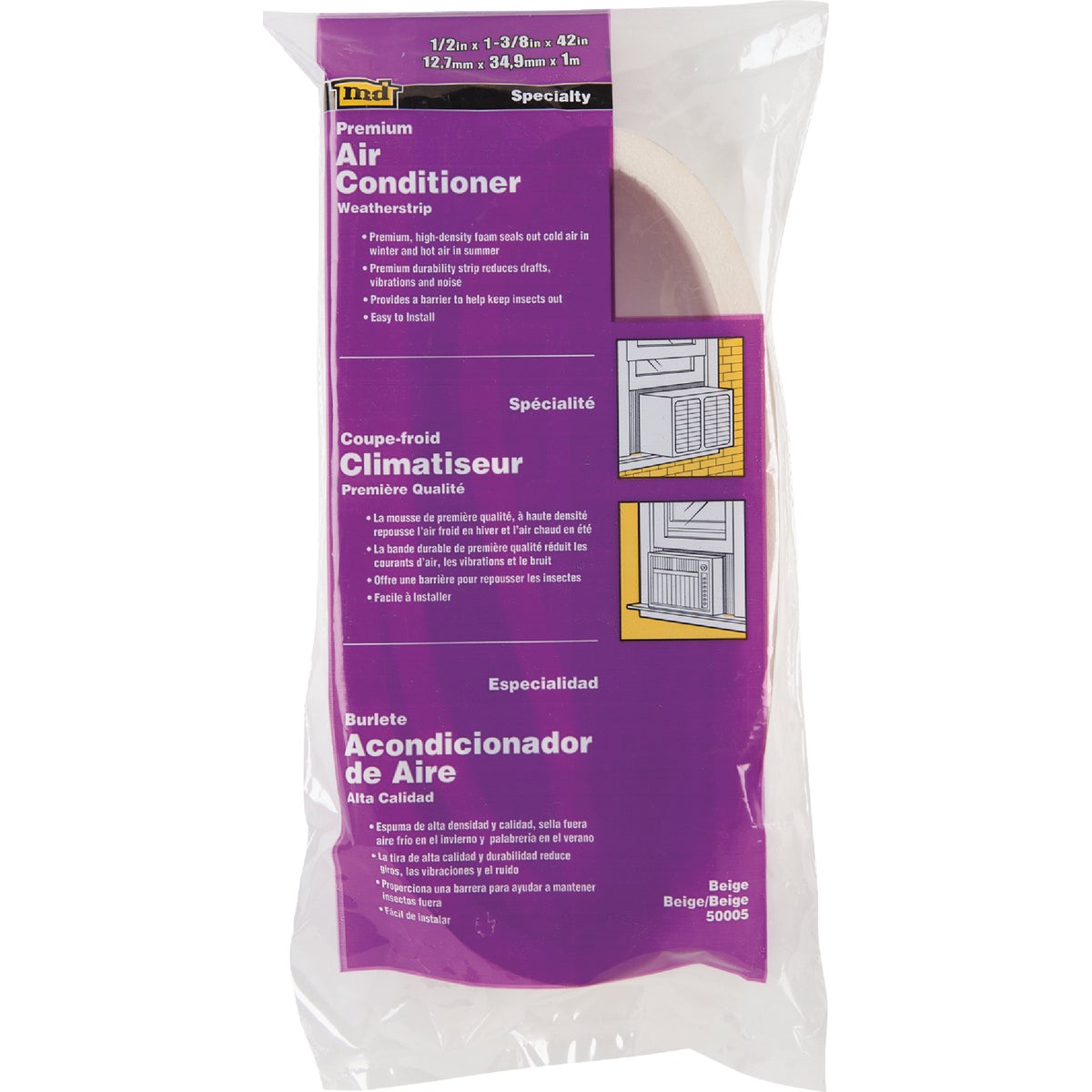 M-D Building Products 1/2 In. X 42 In. Beige Premium Air Conditioner Weatherseal for Window Units Image 4