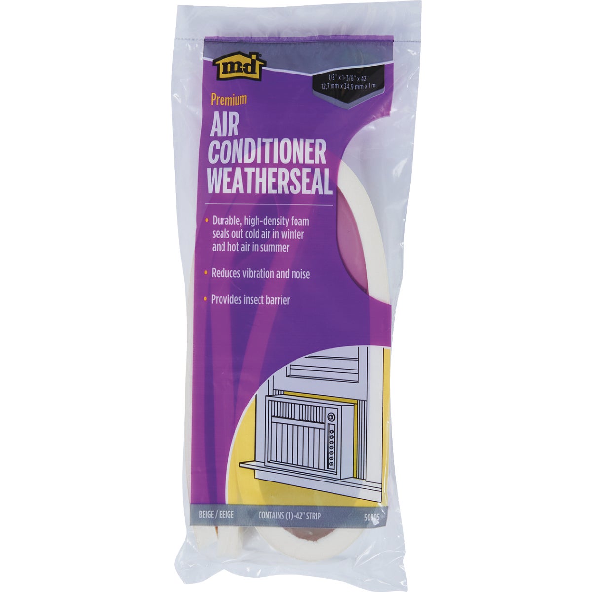 M-D Building Products 1/2 In. X 42 In. Beige Premium Air Conditioner Weatherseal for Window Units Image 2