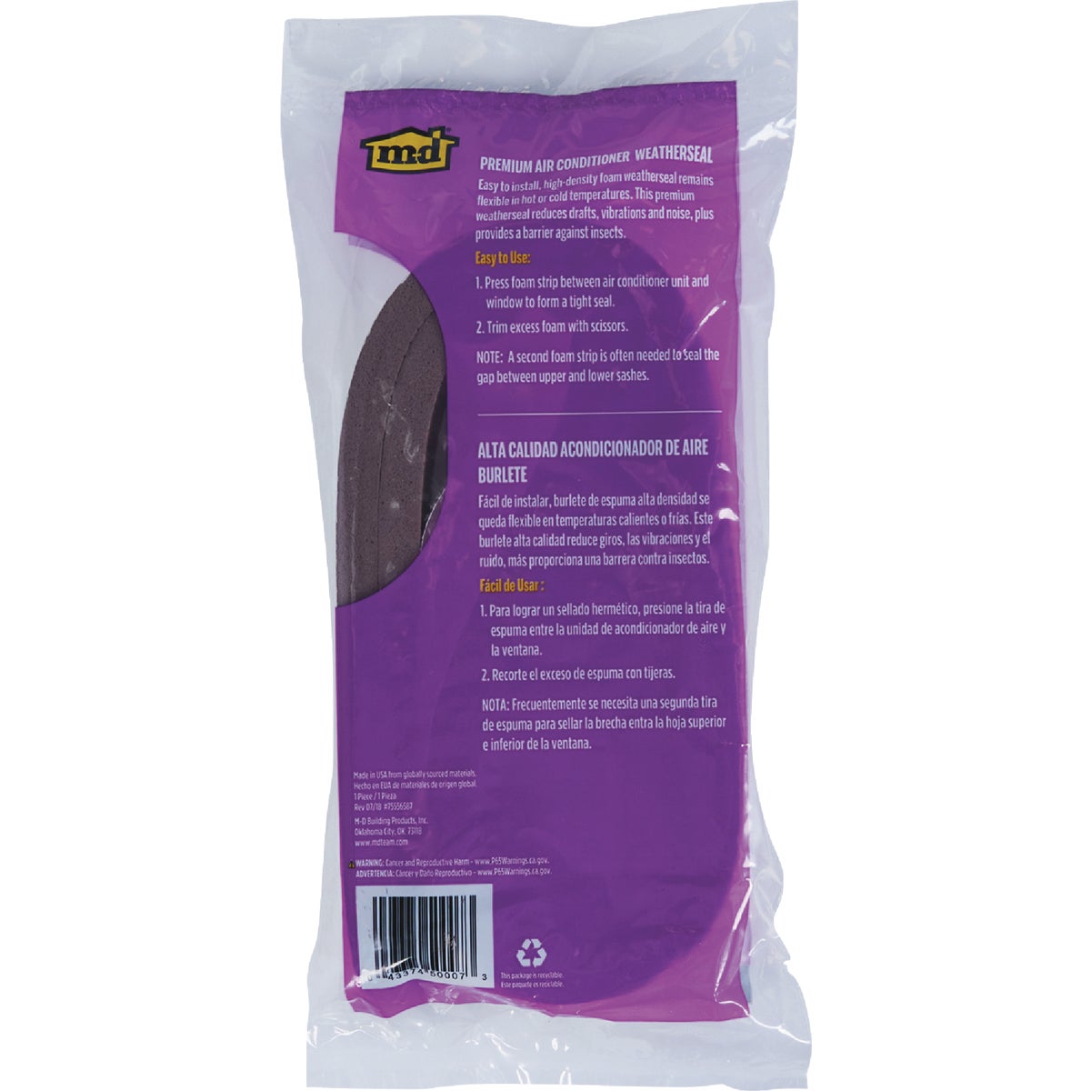 M-D Building Products 1/2 In. X 42 In. Brown Premium Air Conditioner Weatherseal for Window Units Image 4