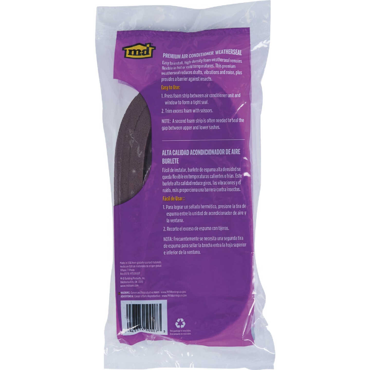 M-D Building Products 1/2 In. X 42 In. Brown Premium Air Conditioner Weatherseal for Window Units Image 4