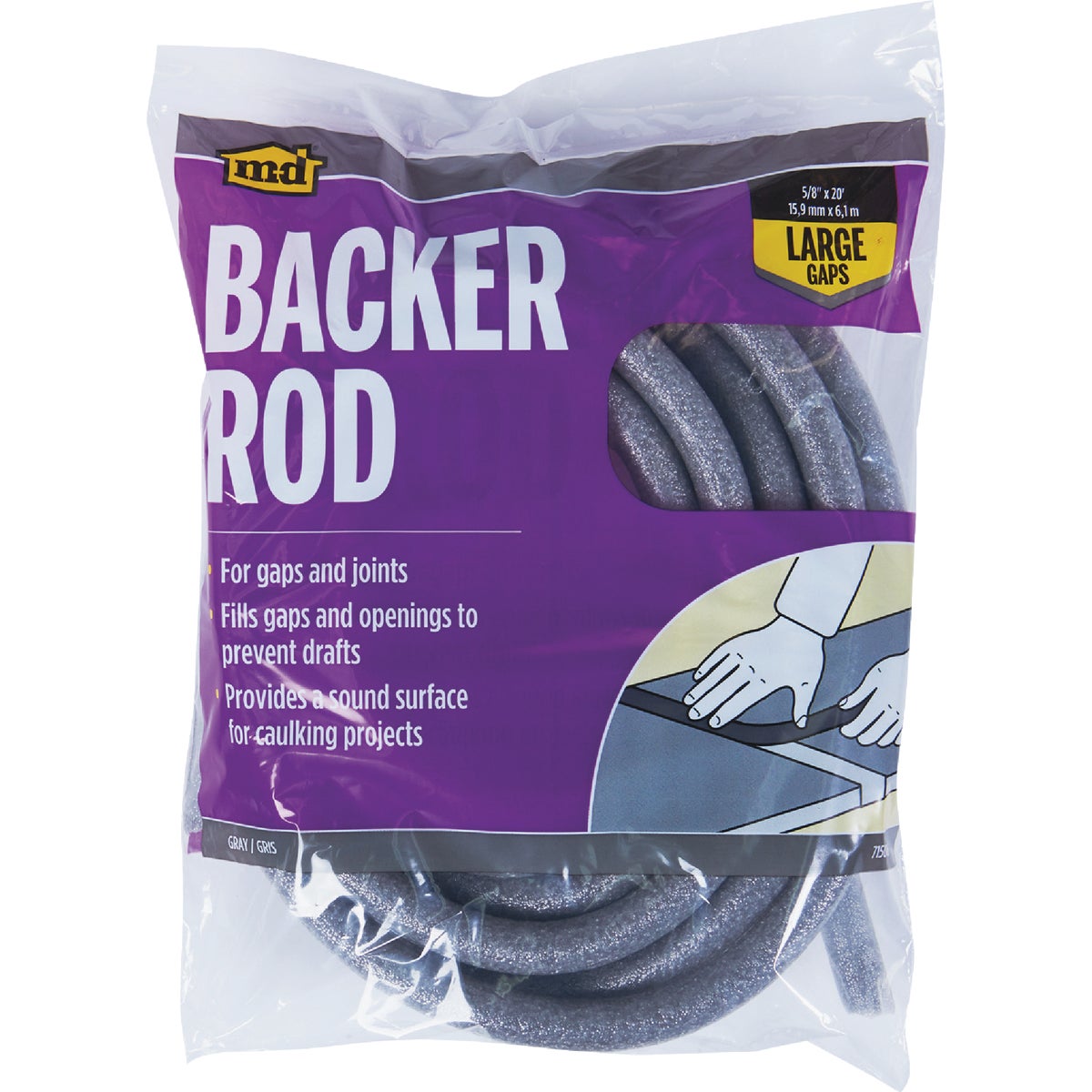 M-D Building Products 20 Ft. Gray Foam Backer Rod for Large 5/8 In. Gaps and Joints