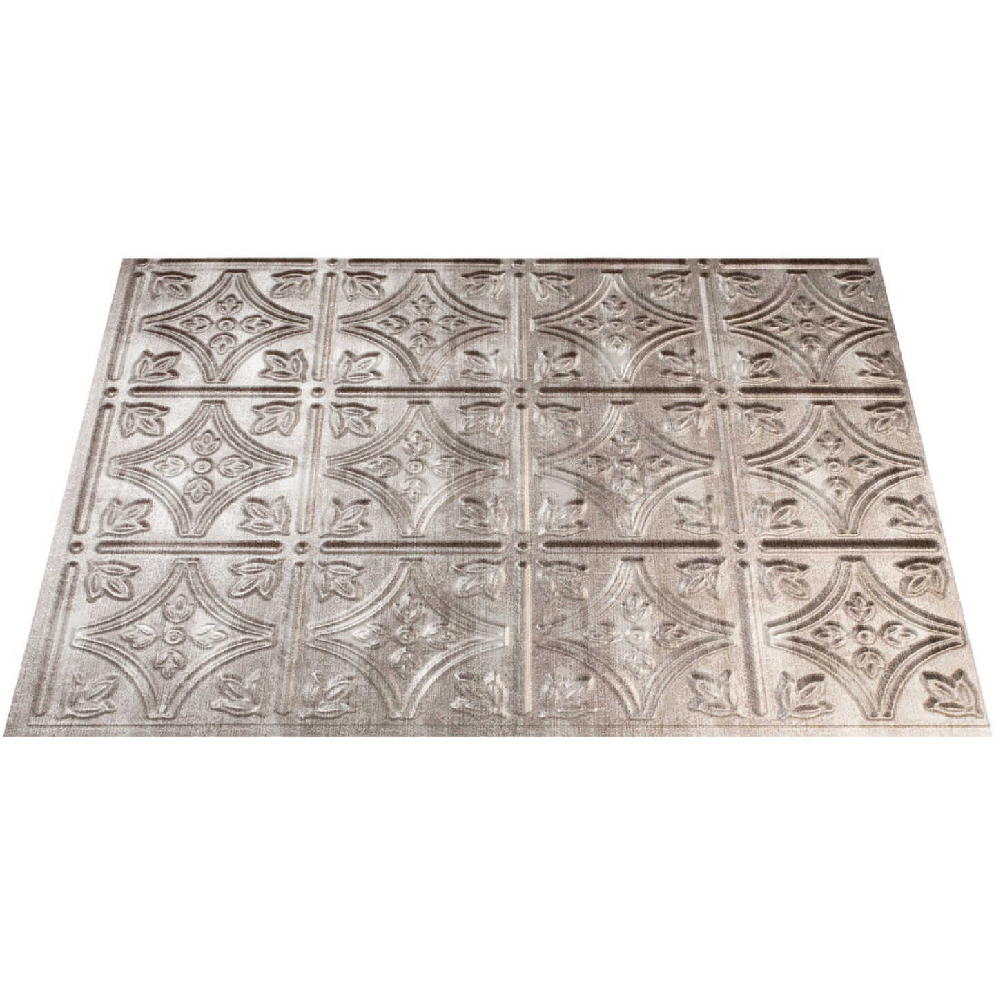 Fasade 18 In. x 24 In. Thermoplastic Backsplash Panel, Cross Hatch Silver Traditional 1 Image 1