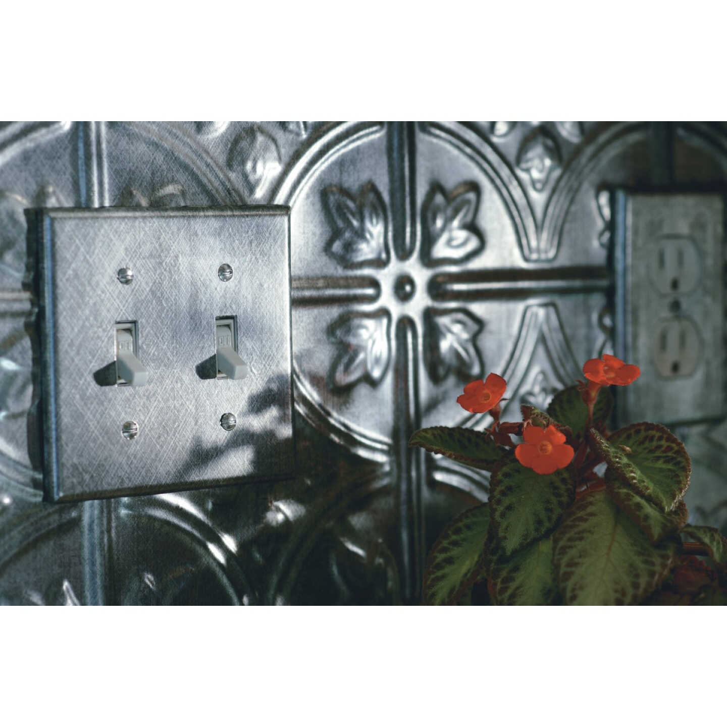 Fasade 18 In. x 24 In. Thermoplastic Backsplash Panel, Cross Hatch Silver Traditional 1 Image 2