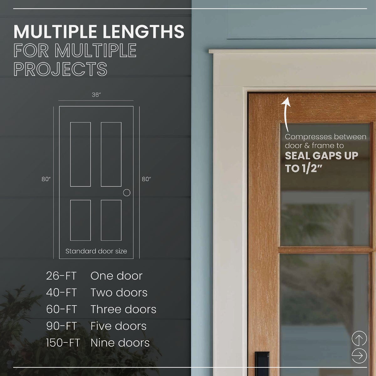 M-D Building Products 81 In. White Vinyl-coated Foam Top and Sides Door Seal for Doors with Kerf/Channel Image 6