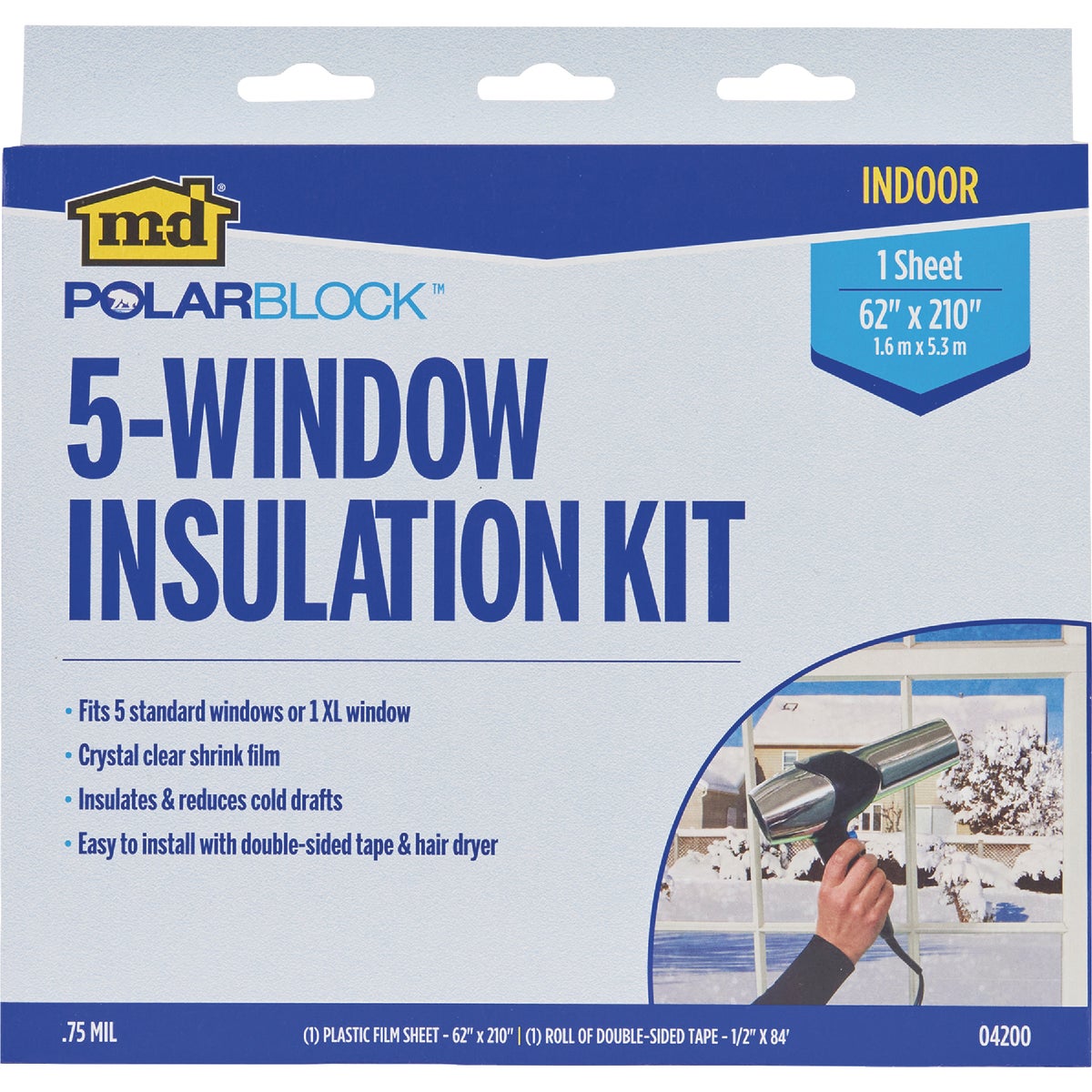 M-D Building Products Polar Block 62 In. x  210 In. Clear Plastic 5-Window Insulation Kit