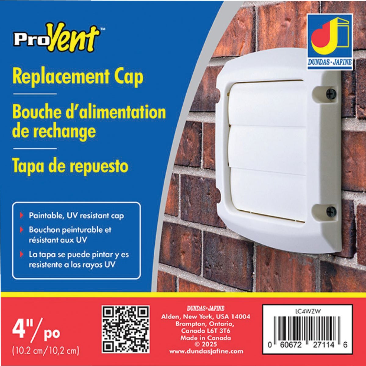 Dundas Jafine ProVent 4 In. White Plastic Replacement Vent Cap