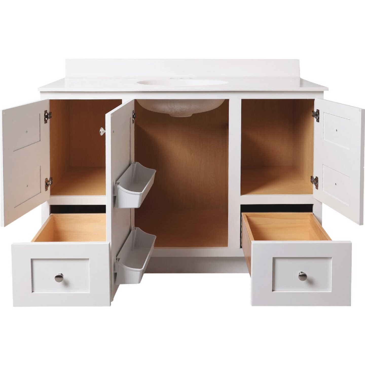 Bertch Storage Solutions 48 In. W x 34-1/2 In. H x 21 In. Deep White Vanity Base without Top, 3 Door/2 Drawer Image 2