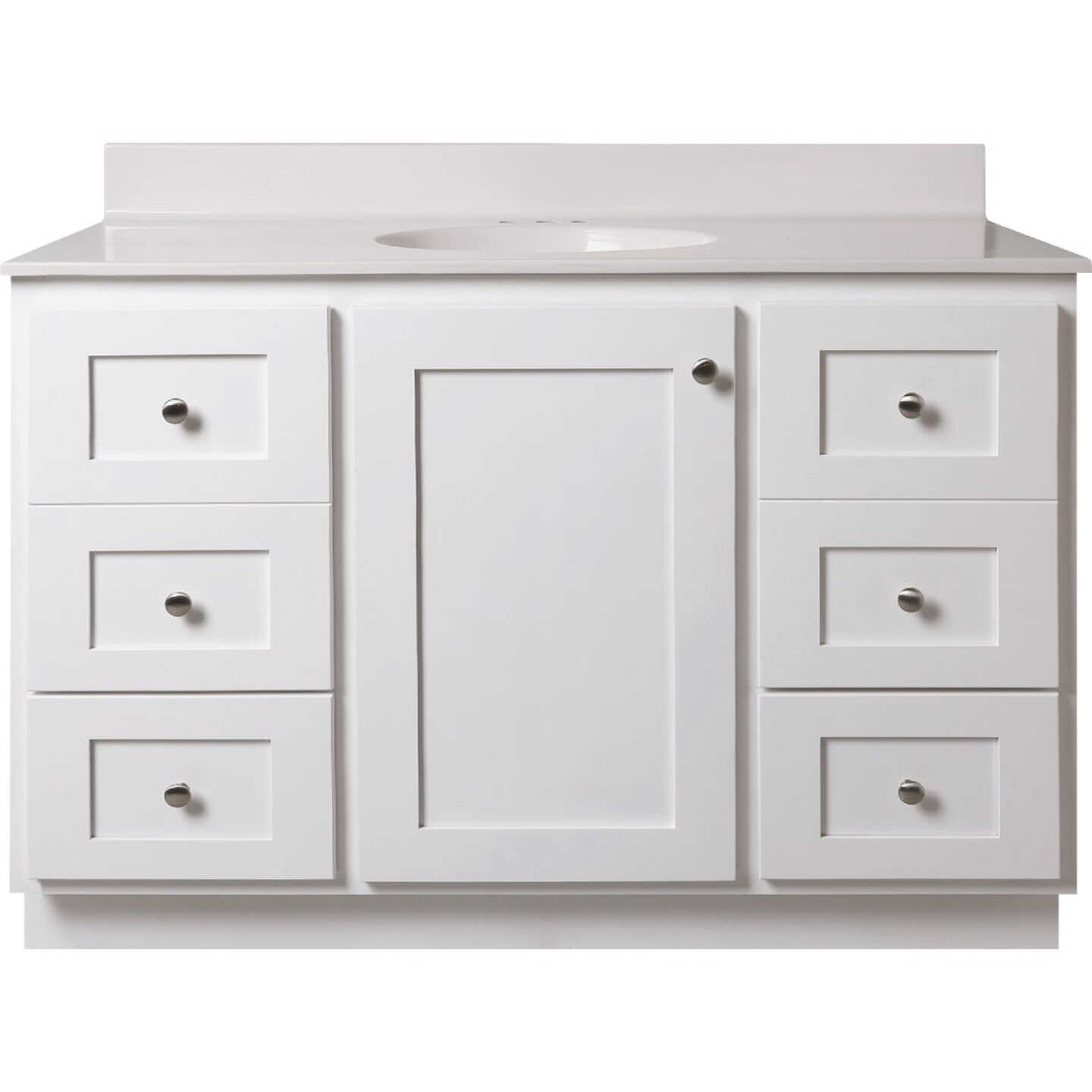 Bertch Storage Solutions 48 In. W x 34-1/2 In. H x 21 In. Deep White Vanity Base without Top, 3 Door/2 Drawer Image 1