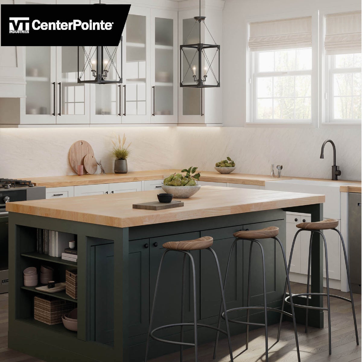 VT Industries CenterPointe 98 In. L x 25 In. D x 1.5 In. T Unfinished Hevea Wood Butcher Block Countertop with Square Edge Image 2