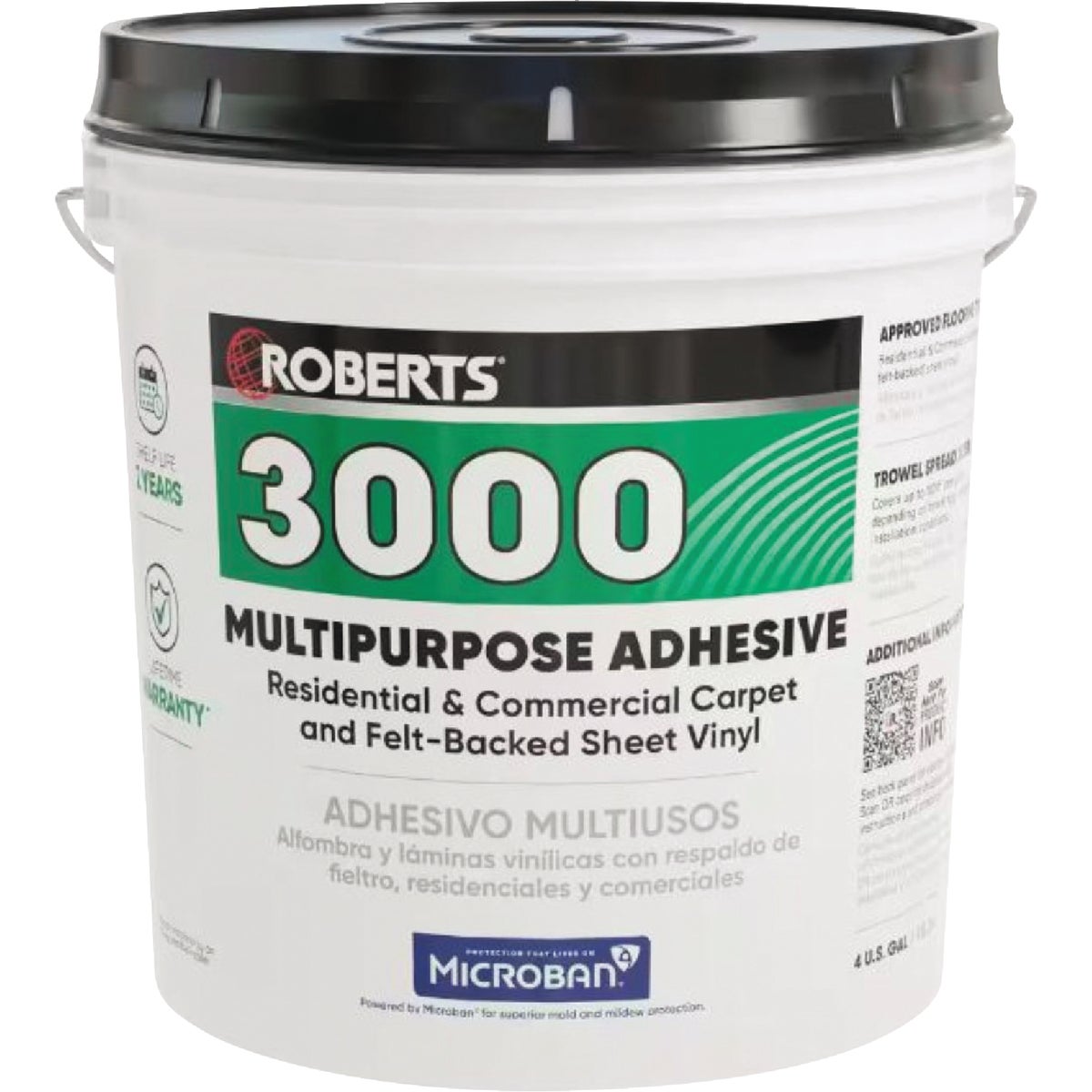 Roberts 3000 Multi-Purpose Adhesive for Carpet & Felt-Backed Sheet Vinyl, 4 Gal. Image 1