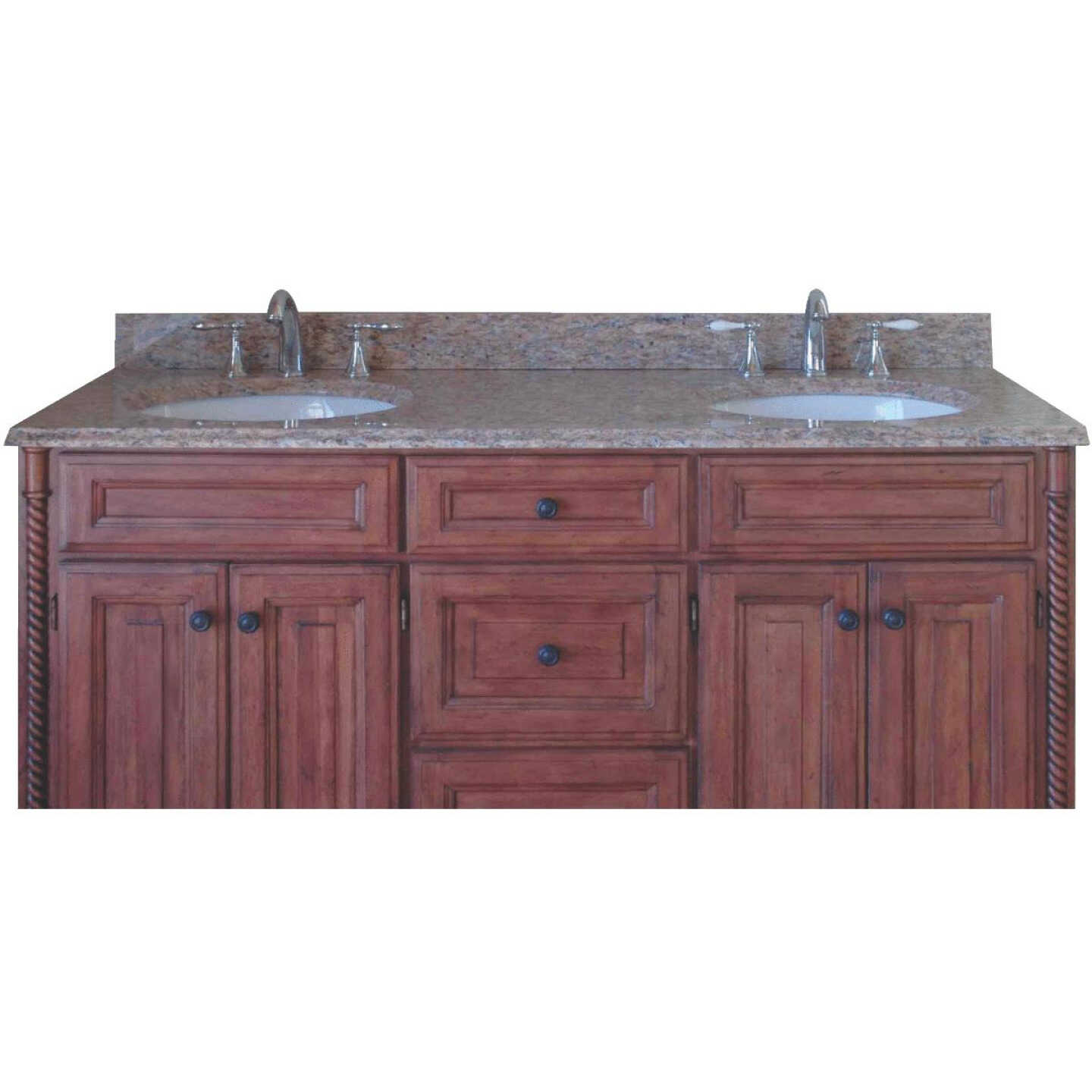 Team Efforts 61 In. X 21 In. Santa Cecilia Granite With Double Porcelain Bowls Image 1