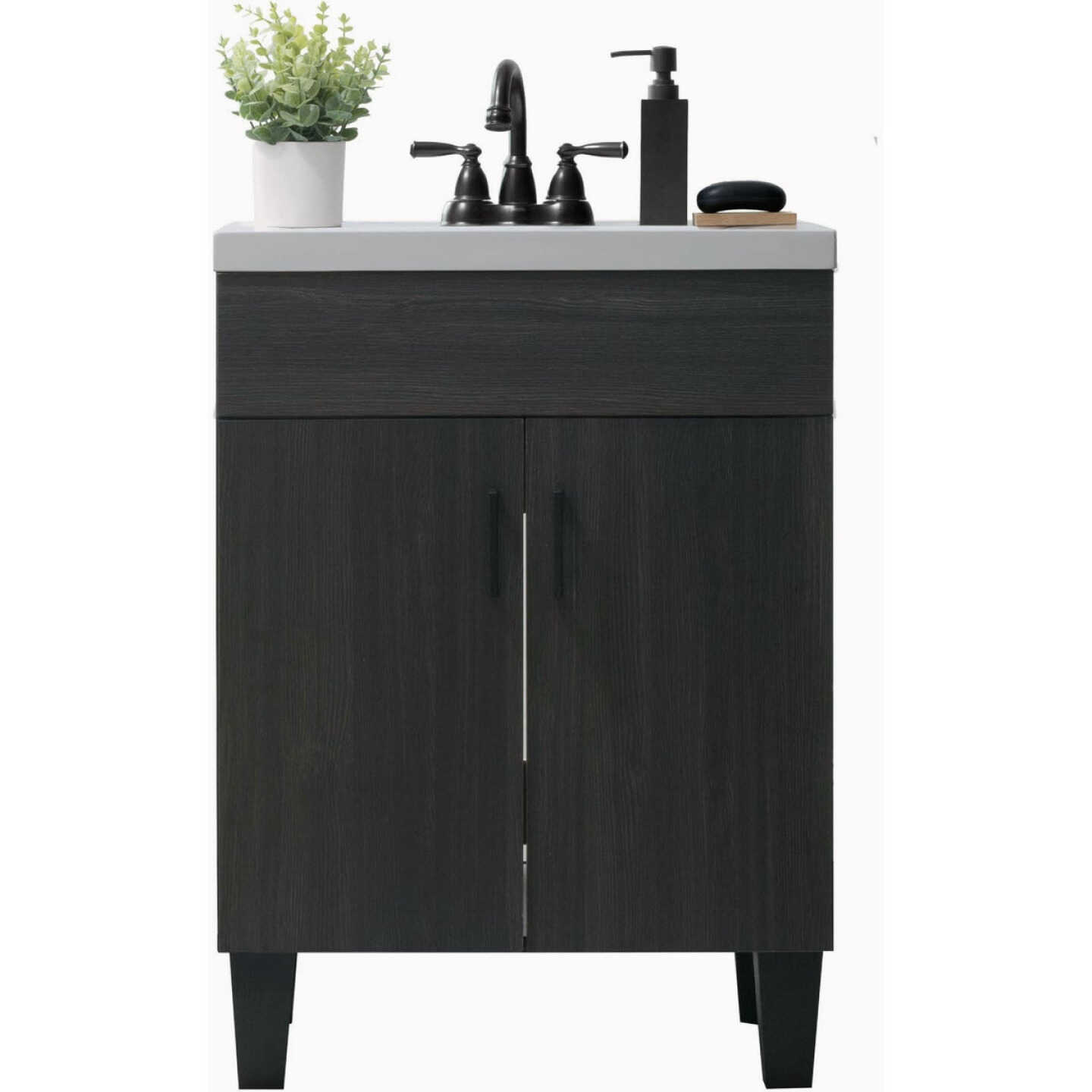 Zenna Home Wallowa Pine 24 In. W x 34 In. H x 18 In. D Vanity with White Cultured Marble Top Image 2