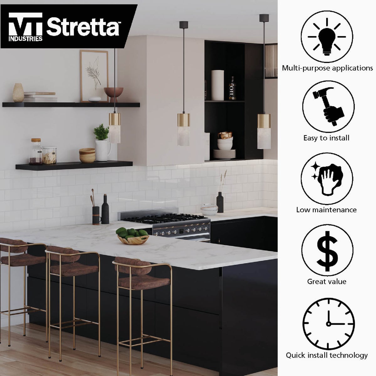 VT Industries Stretta 4 Ft. Laminate White Marble Countertop Image 2