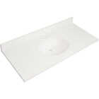 Modular Vanity Tops 49 In. W x 22 In. D Solid White Cultured Marble Flat Edge Single Sink Vanity Top with Oval Bowl Image 1